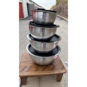 Wolfgang Puck Stainless Steel Mixing Bowl Set w Lids Nesting Storage Bowls
